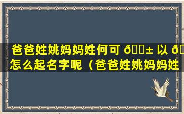 爸爸姓姚妈妈姓何可 🐱 以 🐋 怎么起名字呢（爸爸姓姚妈妈姓杨好听的名字）